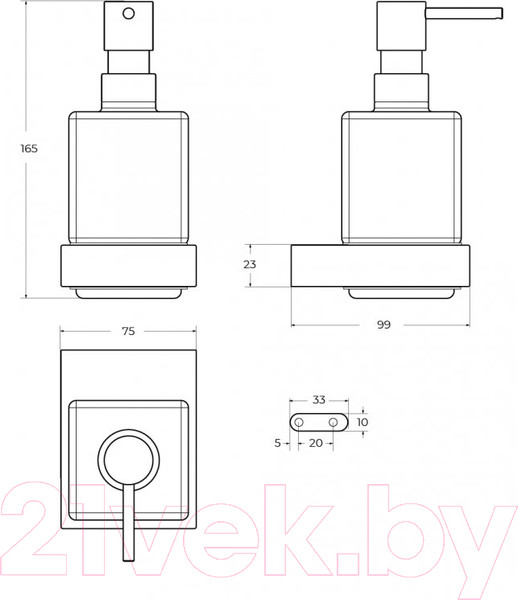 Изображение товара Дозатор для жидкого мыла Cezares SLIDER-SOIS-V-NOP (черный матовый)