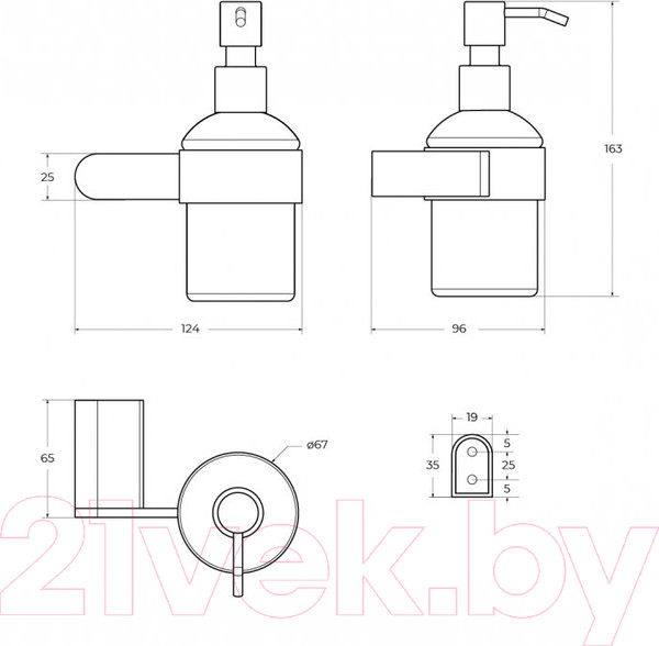 Изображение товара Дозатор для жидкого мыла Cezares STYLUS-SOIS-V-IN (сатин)