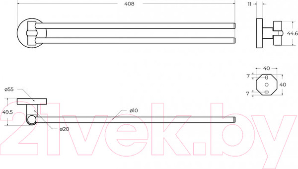 Изображение товара Держатель для полотенца Cezares RELAX-THD-S-NOP (черный матовый)