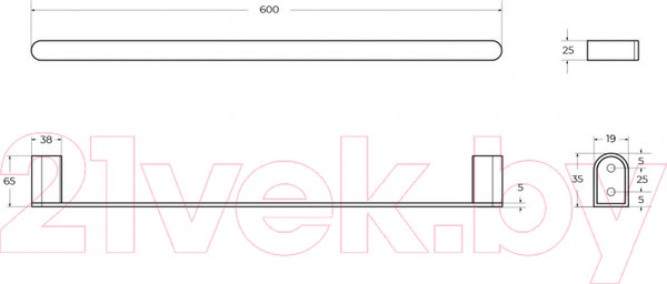 Изображение товара Держатель для полотенца Cezares STYLUS-TH-60-NOP (черный матовый)