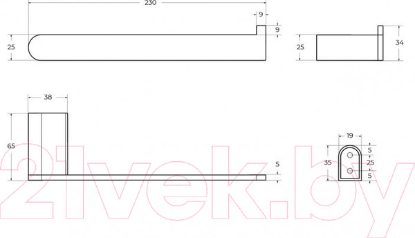 Изображение товара Держатель для полотенца Cezares STYLUS-TH02-IN (сатин)