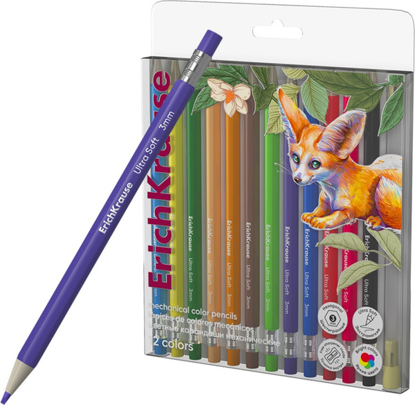 Изображение товара Набор цветных карандашей Erich Krause Safari + точилка / 61819 (12цв)