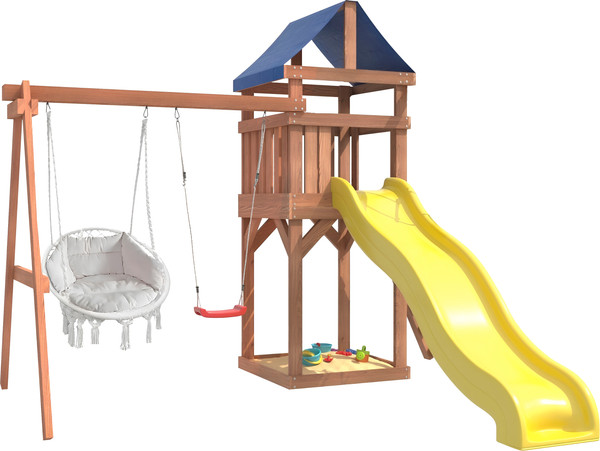 Изображение товара Игровой комплекс National Tree Company Классик с качелями лодочка и креслом с подушкой IgroWoods/ДКП-10