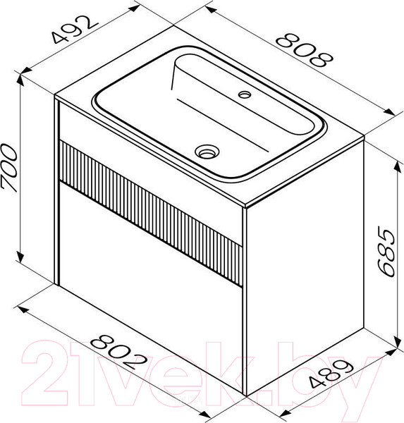 Изображение товара Тумба под умывальник AM.PM Func M8FFUX0802WM (белый матовый)