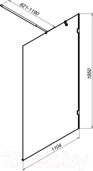 Изображение товара Душевая стенка AM.PM X-Joy 110x195 / W94WI-110-F1-MTE (хром/прозрачное стекло)