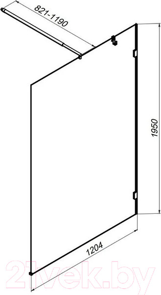 Изображение товара Душевая стенка AM.PM X-Joy 120x195 / W94WI-120-F1-BTE (черный/прозрачное стекло)