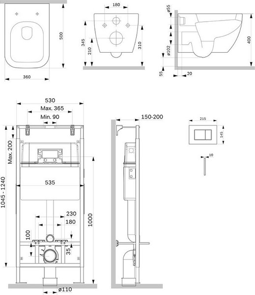 Изображение товара Унитаз подвесной с инсталляцией AM.PM Gem FlashClean IS100238.901701 (с сиденьем)