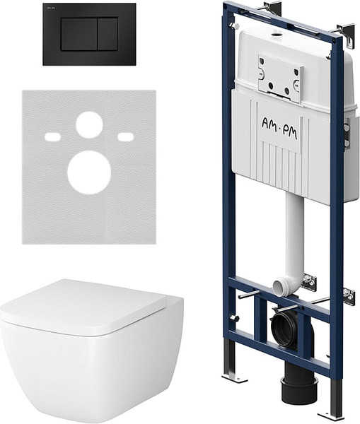 Изображение товара Унитаз подвесной с инсталляцией AM.PM Gem FlashClean IS100238.901701 (с сиденьем)