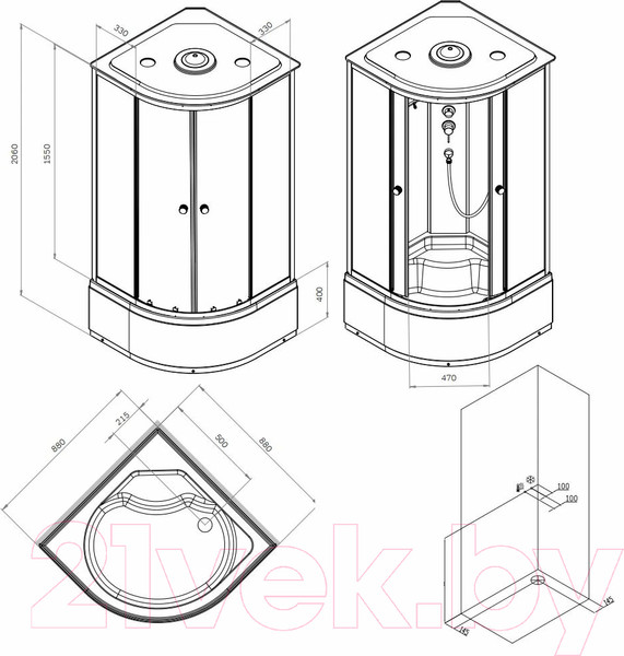 Изображение товара Душевая кабина AM.PM X-Joy Deep 90x90 / W94C-401A-090MT