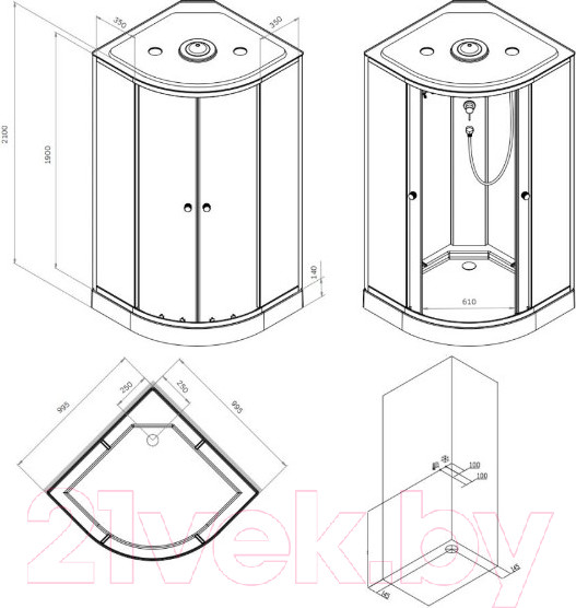 Изображение товара Душевая кабина AM.PM X-Joy 100x100 / W94C-401-100BT
