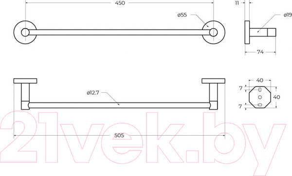 Изображение товара Держатель для полотенца Cezares RELAX-TH-50-01 (хром)
