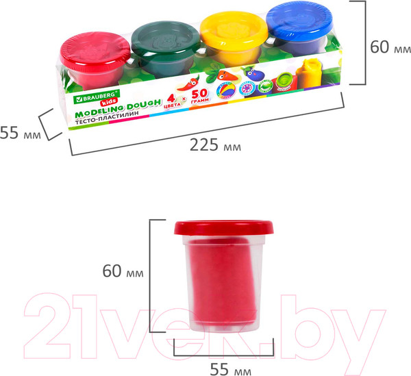 Изображение товара Пластилин Brauberg Kids / 106714 (4цв)