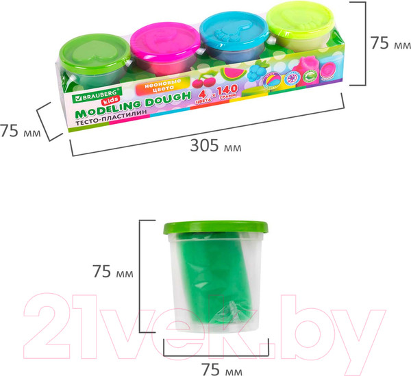 Изображение товара Пластилин Brauberg Kids / 106716 (4цв)