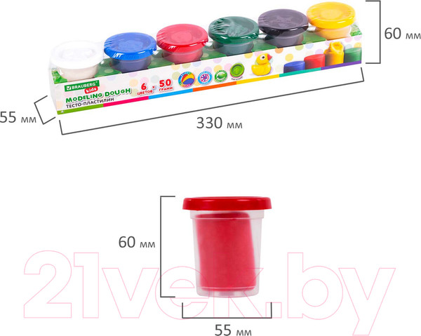 Изображение товара Пластилин Brauberg Kids / 106718 (6цв)