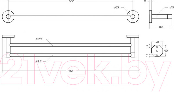 Изображение товара Держатель для полотенца Cezares RELAX-THD-65-01 (хром)