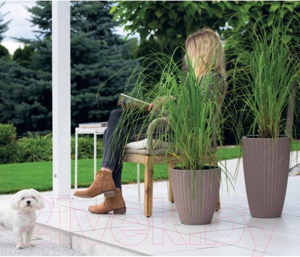 Изображение товара Кашпо Formplastic Mika Slim 40см / FP-5105-051 (серо-бежевый)