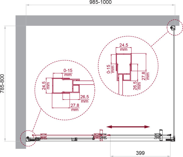 Изображение товара Душевой уголок BelBagno LUCE-AH-1-100/80-C-Cr