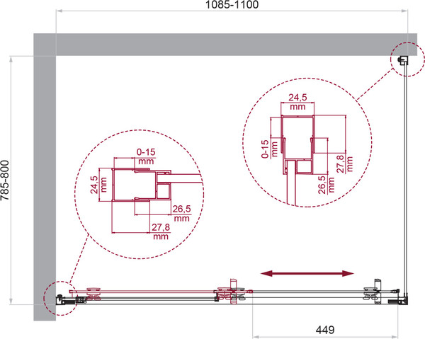 Изображение товара Душевой уголок BelBagno LUCE-AH-1-110/80-C-Cr