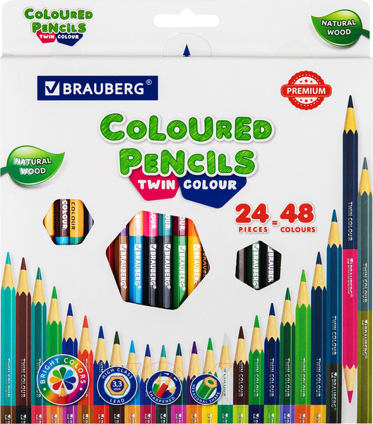 Изображение товара Набор цветных карандашей Brauberg Premium Twin Colour / 181875 (24шт)