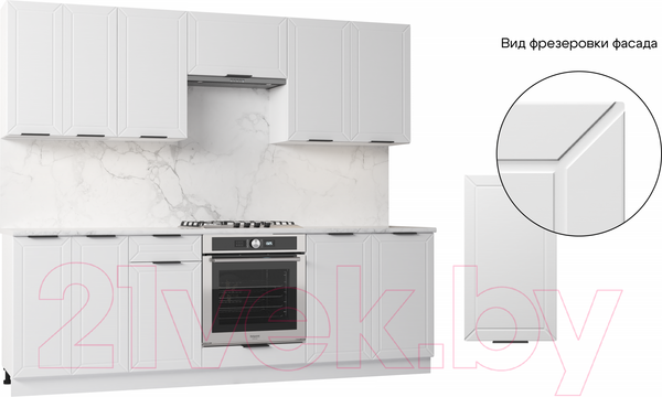 Изображение товара Кухонный гарнитур Mio Tesoro Корнелия Ода-плюс 2.4 (белый/мрамор итальянский)