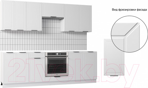 Изображение товара Кухонный гарнитур Mio Tesoro Корнелия Ода-плюс 2.4 без столешницы (белый)