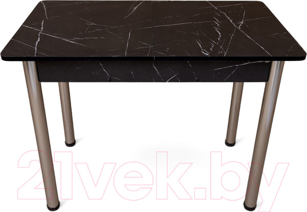 Изображение товара Обеденный стол СВД Юнио 100-130x60 / 054.П20.Х (мрамор неро маркина/хром)