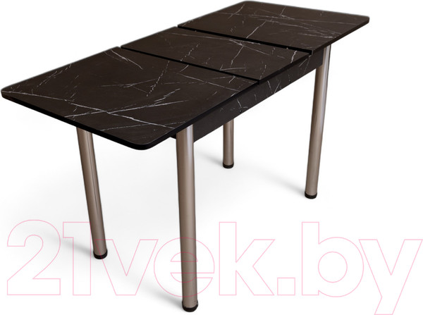 Изображение товара Обеденный стол СВД Юнио 100-130x60 / 054.П20.Х (мрамор неро маркина/хром)