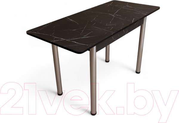 Изображение товара Обеденный стол СВД Юнио 100-130x60 / 054.П20.Х (мрамор неро маркина/хром)