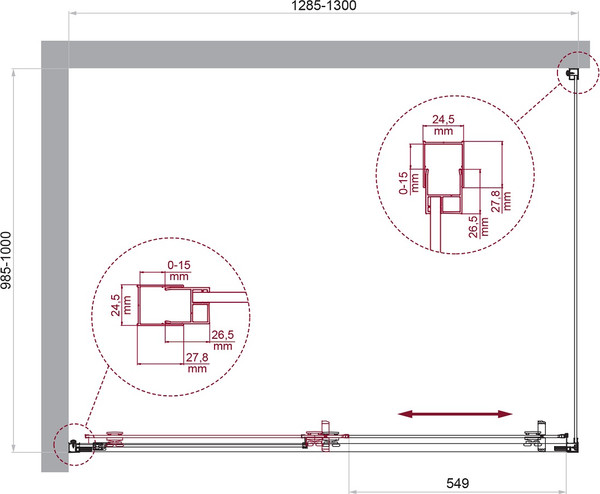 Изображение товара Душевой уголок BelBagno LUCE-AH-1-130/100-C-Cr