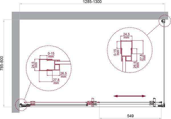 Изображение товара Душевой уголок BelBagno LUCE-AH-1-130/80-C-Cr
