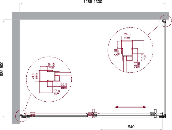 Изображение товара Душевой уголок BelBagno LUCE-AH-1-130/90-C-Cr
