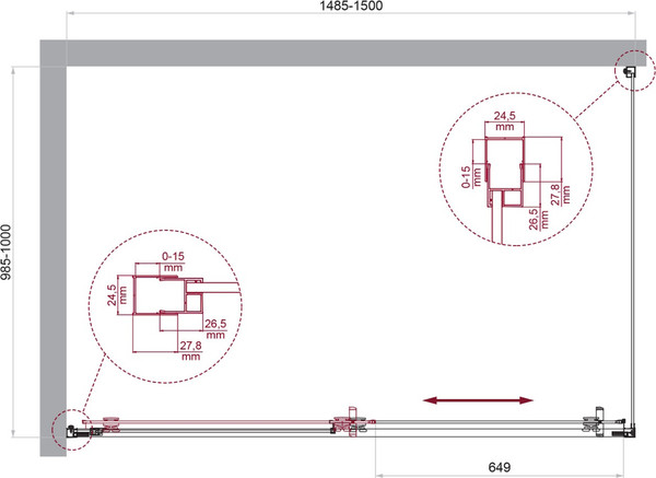 Изображение товара Душевой уголок BelBagno LUCE-AH-1-150/100-C-Cr