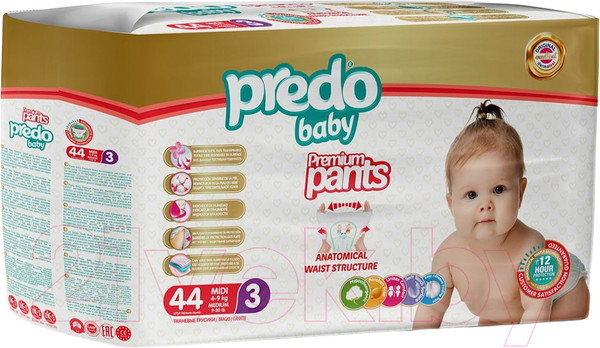 Изображение товара Подгузники-трусики детские Predo Baby Pants №3 4-9 кг (44шт)