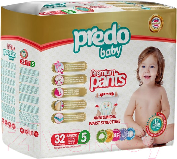 Изображение товара Подгузники-трусики детские Predo Baby Pants №5 11-25 кг (32шт)