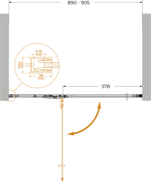 Изображение товара Душевая дверь Cezares LINER-B-12-90-C-Cr-L