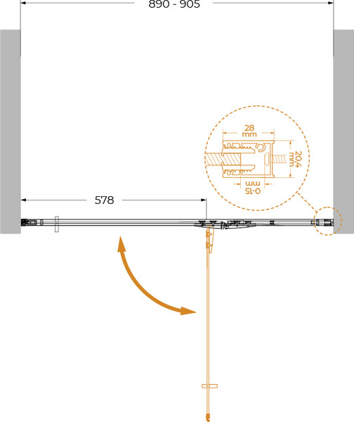 Изображение товара Душевая дверь Cezares LINER-B-12-90-C-Cr-R