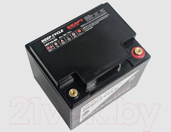 Изображение товара Аккумулятор лодочный KrafT 12V-44Ah C20 L тяговая / LDC12-40