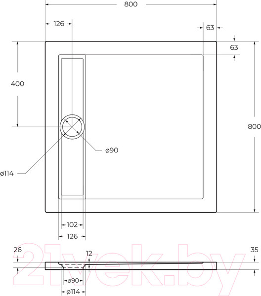 Изображение товара Душевой поддон BelBagno TRAY-BB-DUE-A-80-4-W0