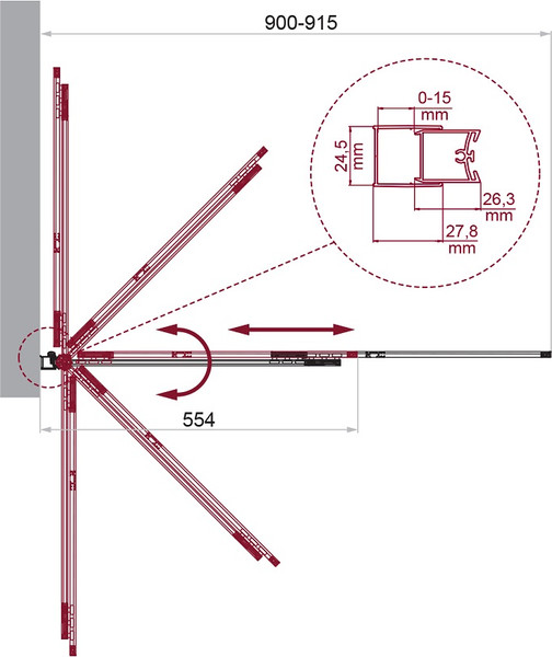 Изображение товара Стеклянная шторка для ванны BelBagno LUCE-VF-11-90/145-P-Cr