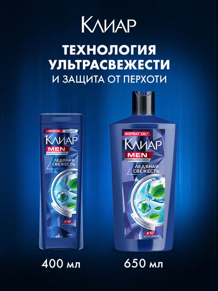 Изображение товара Шампунь для волос Clear Против перхоти Ледяная свежесть с ментолом (650мл)