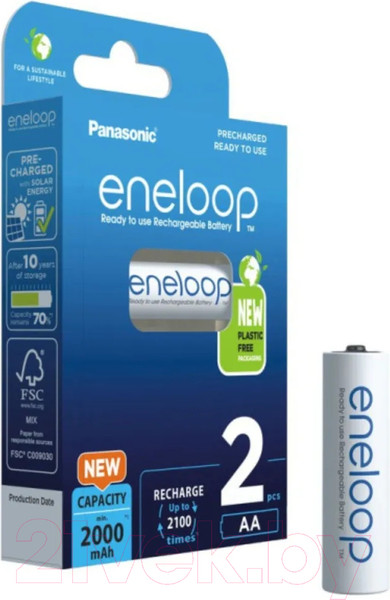 Изображение товара Комплект аккумуляторов Panasonic Eneloop AA 2000 / BK-3MCDE/2BE (2шт)