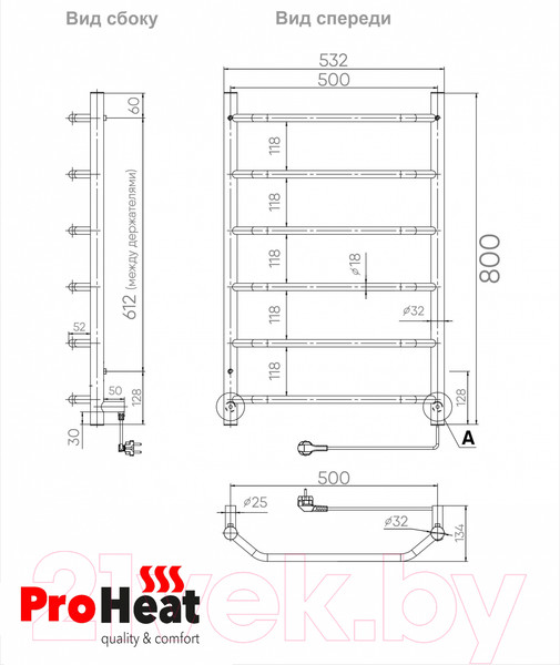Изображение товара Полотенцесушитель электрический ProHeat Prime 50х80