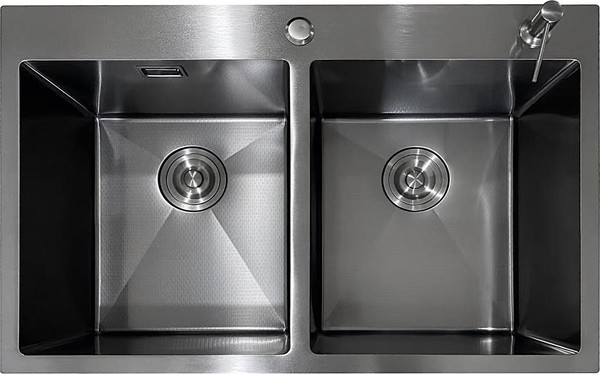 Изображение товара Мойка кухонная STELLAR Decor S7850-2NB-D (нано черный)