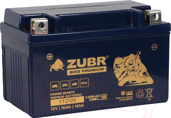Изображение товара Мотоаккумулятор Zubr Bike Premium L+ / YTZ10S (10 А/ч)