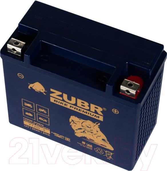 Изображение товара Мотоаккумулятор Zubr Bike Premium R+ / YT20L-4 (20 А/ч)