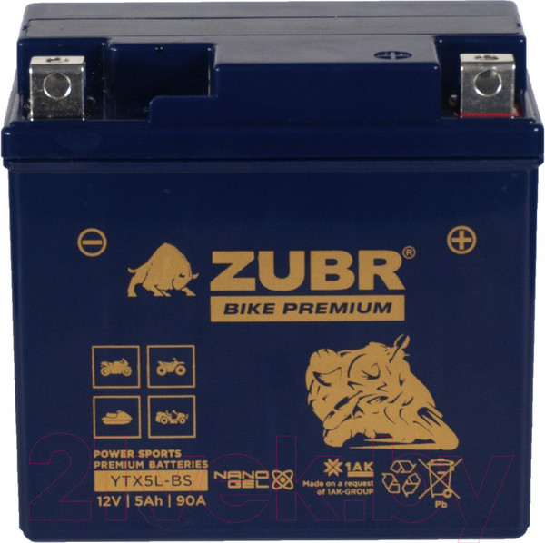 Изображение товара Мотоаккумулятор Zubr Bike Premium R+ / YTX5L-BS (5 А/ч)