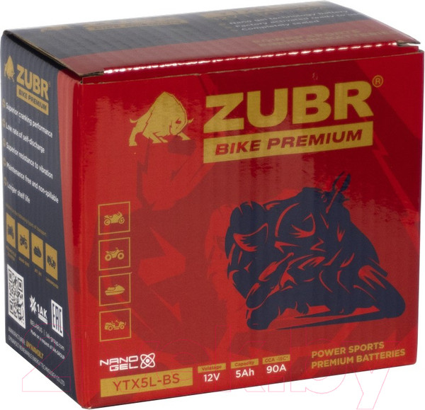 Изображение товара Мотоаккумулятор Zubr Bike Premium R+ / YTX5L-BS (5 А/ч)