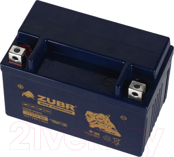 Изображение товара Мотоаккумулятор Zubr Bike Premium L+ / YTX7A-BS  (7 А/ч)