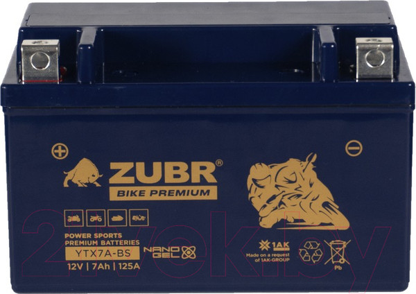 Изображение товара Мотоаккумулятор Zubr Bike Premium L+ / YTX7A-BS  (7 А/ч)