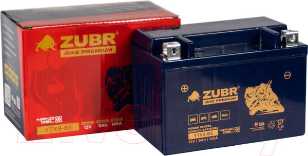 Изображение товара Мотоаккумулятор Zubr Bike Premium L+ / YTX9-BS (9 А/ч)